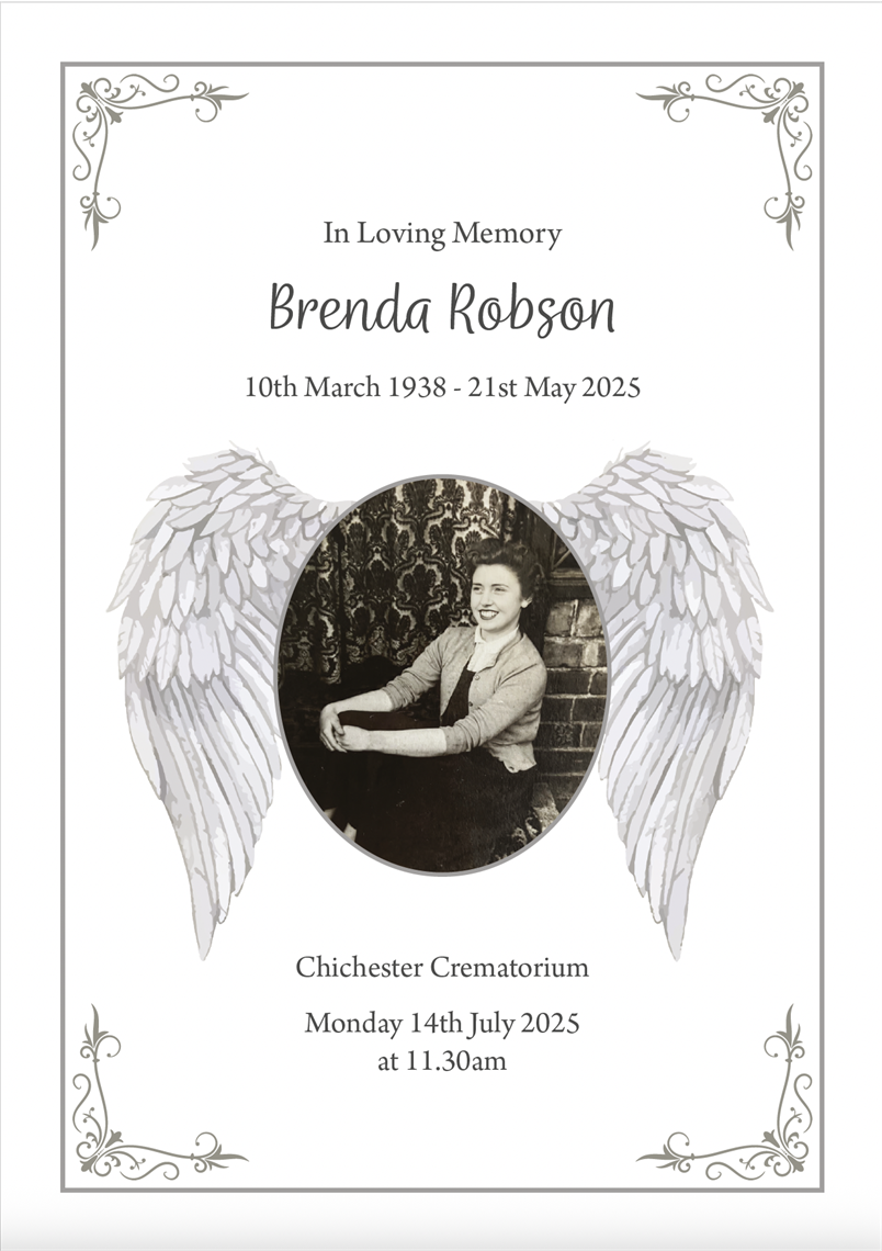 Show details for £52 = 20 copies 4pp A5 Brenda Robson