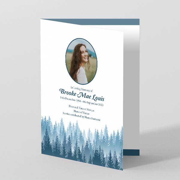 Picture of Fir Trees (Blue) - Funeral Order of Service