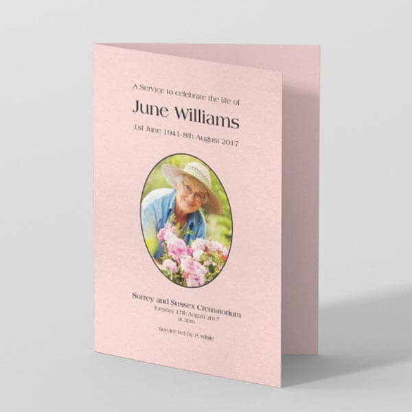 Picture of Light Pink Background with Photo - Funeral Order of Service (colour)