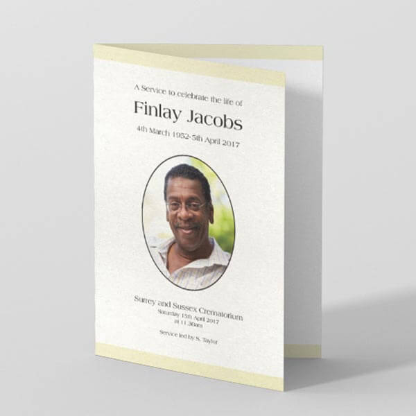Show details for Cream Stripe with Photo - Funeral Order of Service (colour)