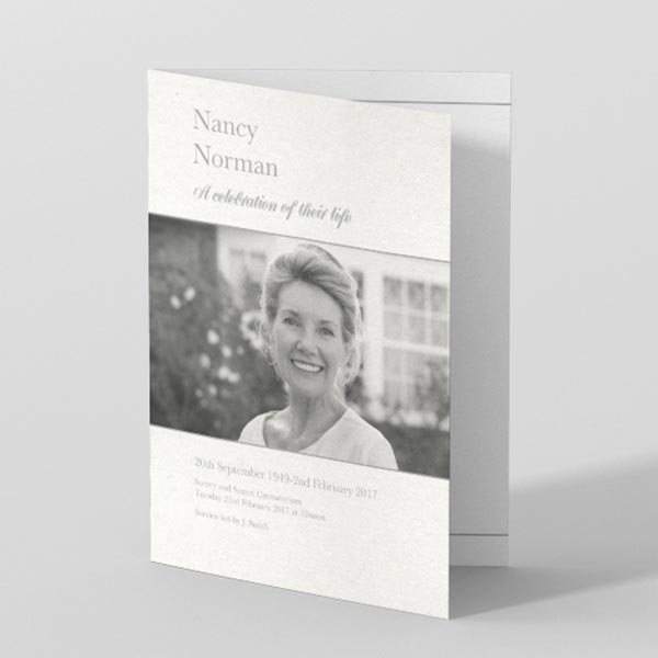 Show details for Full Width Photo - Funeral Order of Service (black and white)