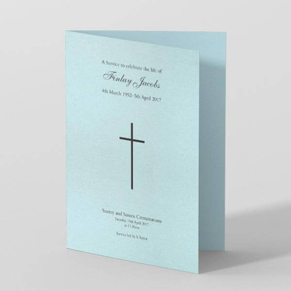 Picture of Light Blue Background with Simple Cross - Order of Service (black and white)