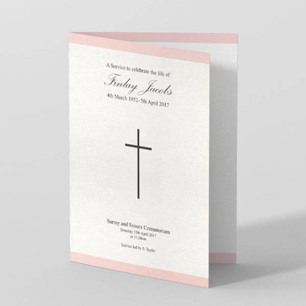 Picture of Light Pink Stripe with Simple Cross - Funeral Order of Service (colour)