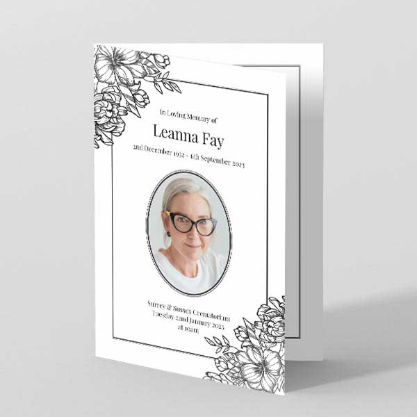 Show details for Black Flower Border - Funeral Order of Service