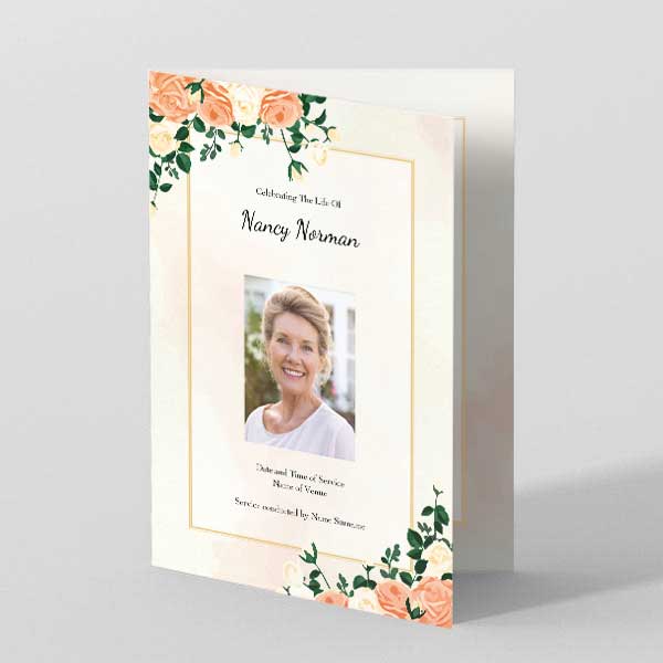 Picture of Blushing Rose (Peach) - Funeral Order of Service