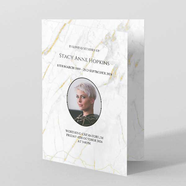 Show details for Marble Effect (White) - Funeral Order of Service