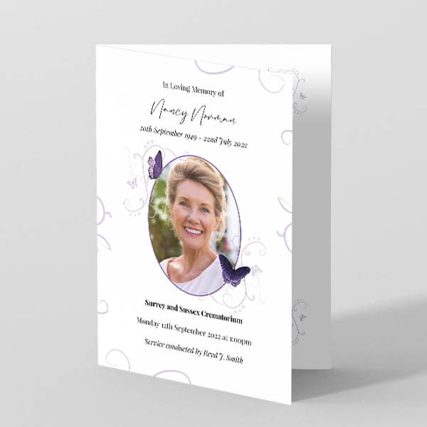 Picture of Growing Wings - Funeral Order of Service (Purple)