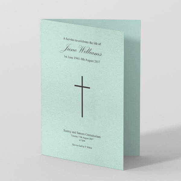 Picture of Light Green Background with Cross - Funeral Order of Service (colour)