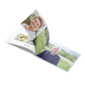 Showcasing a open photobook with images