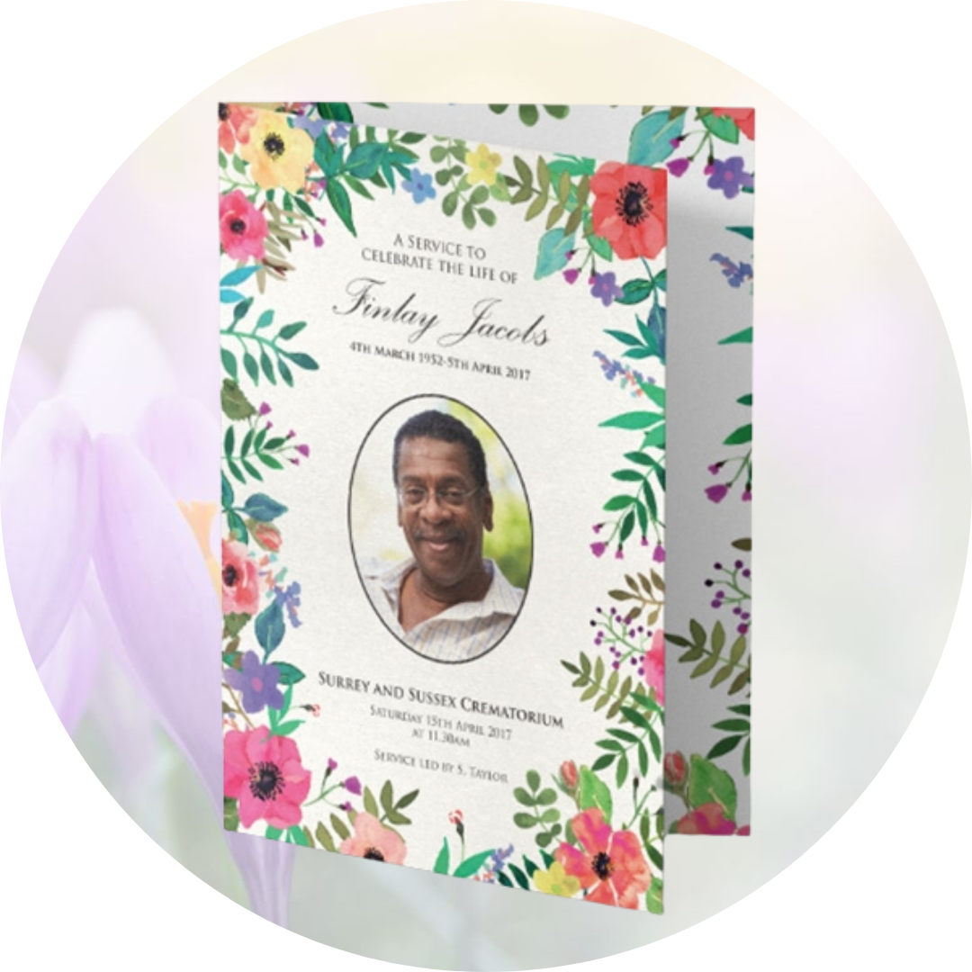 Watercolour Flower Order of Service Template