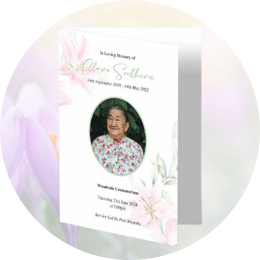 Delicate Lilies Funeral Order of Service Template